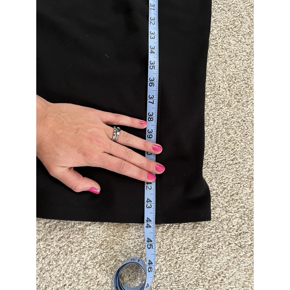 Women's Black Midi Body Con Capped Sleeved Zippered Dress Size Med Classy Sexy - Picture 7 of 10